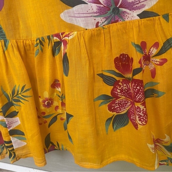 Old Navy Yellow Floral Midi Sundress - Size Medium - Ruffle Hem - Picture 8 of 10